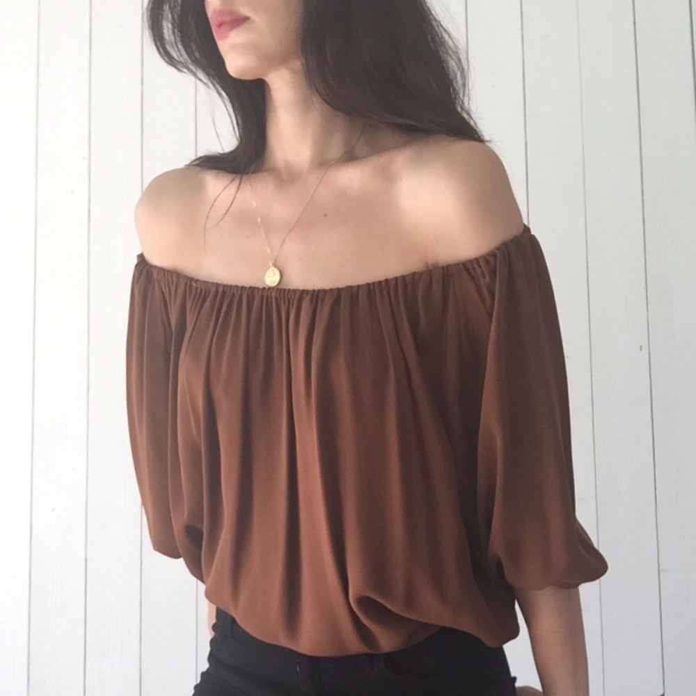 Off the shoulder silk blouse
