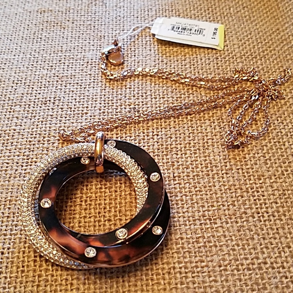Michael Kors  Tortoise Crystal Ring Necklace NWT