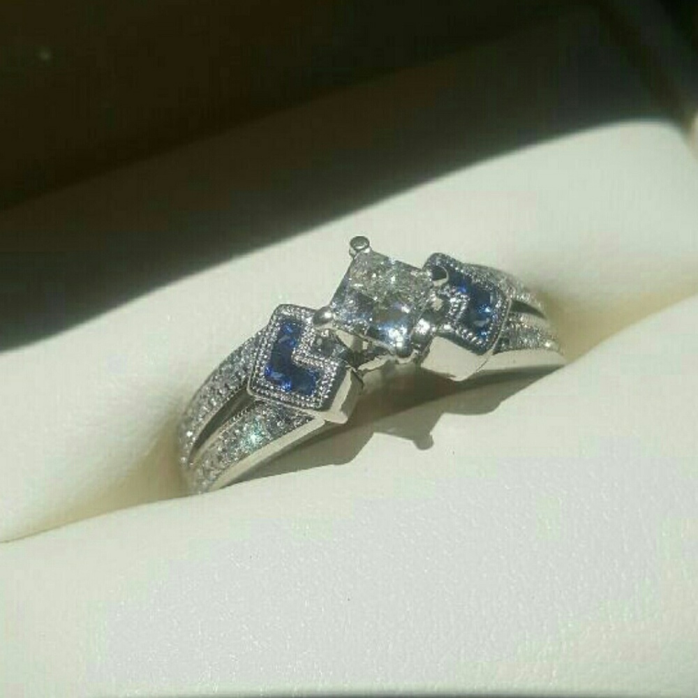 Diamond and sapphire ring
