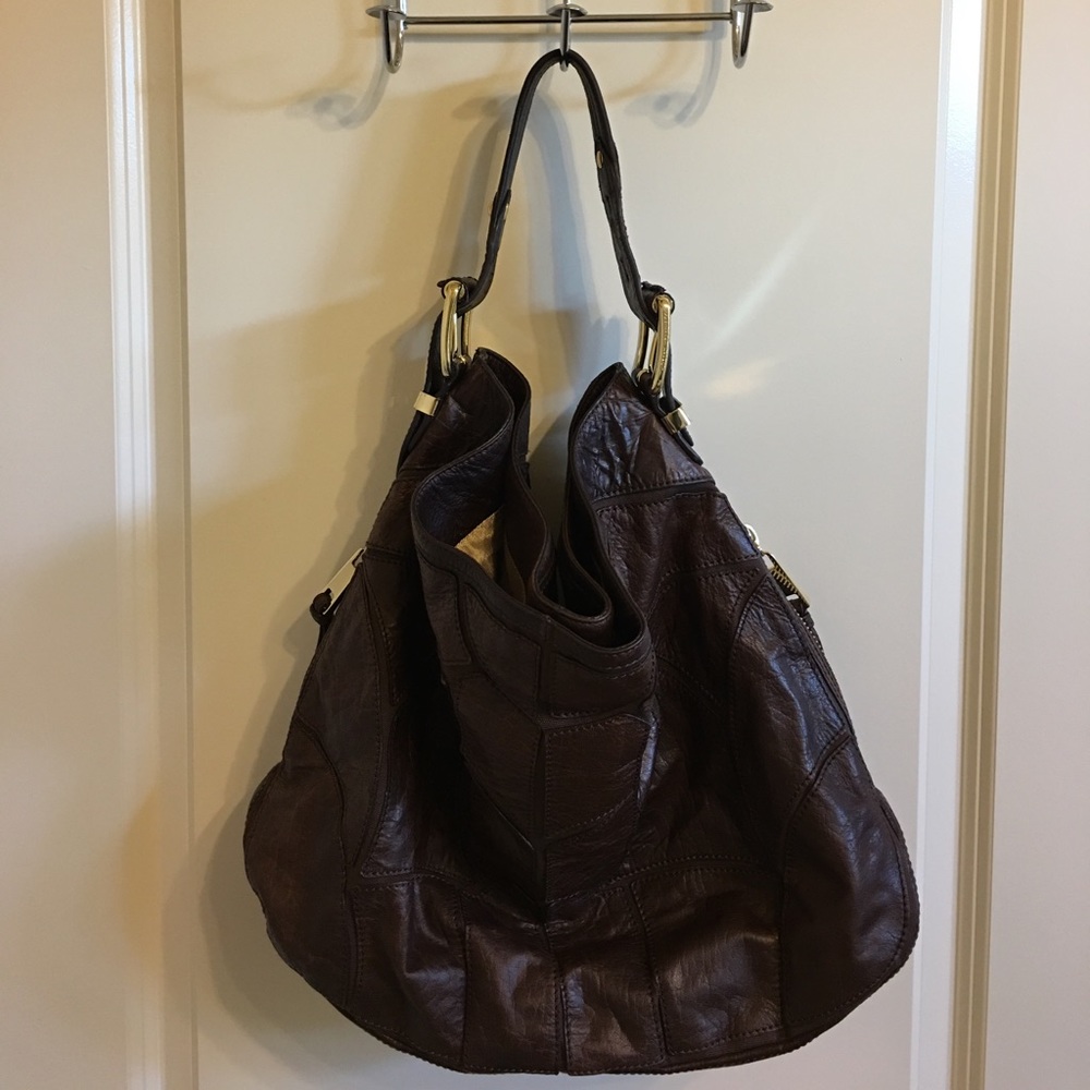 ‼️SOLD‼️Steve Madden brown leather patched shoulder bag