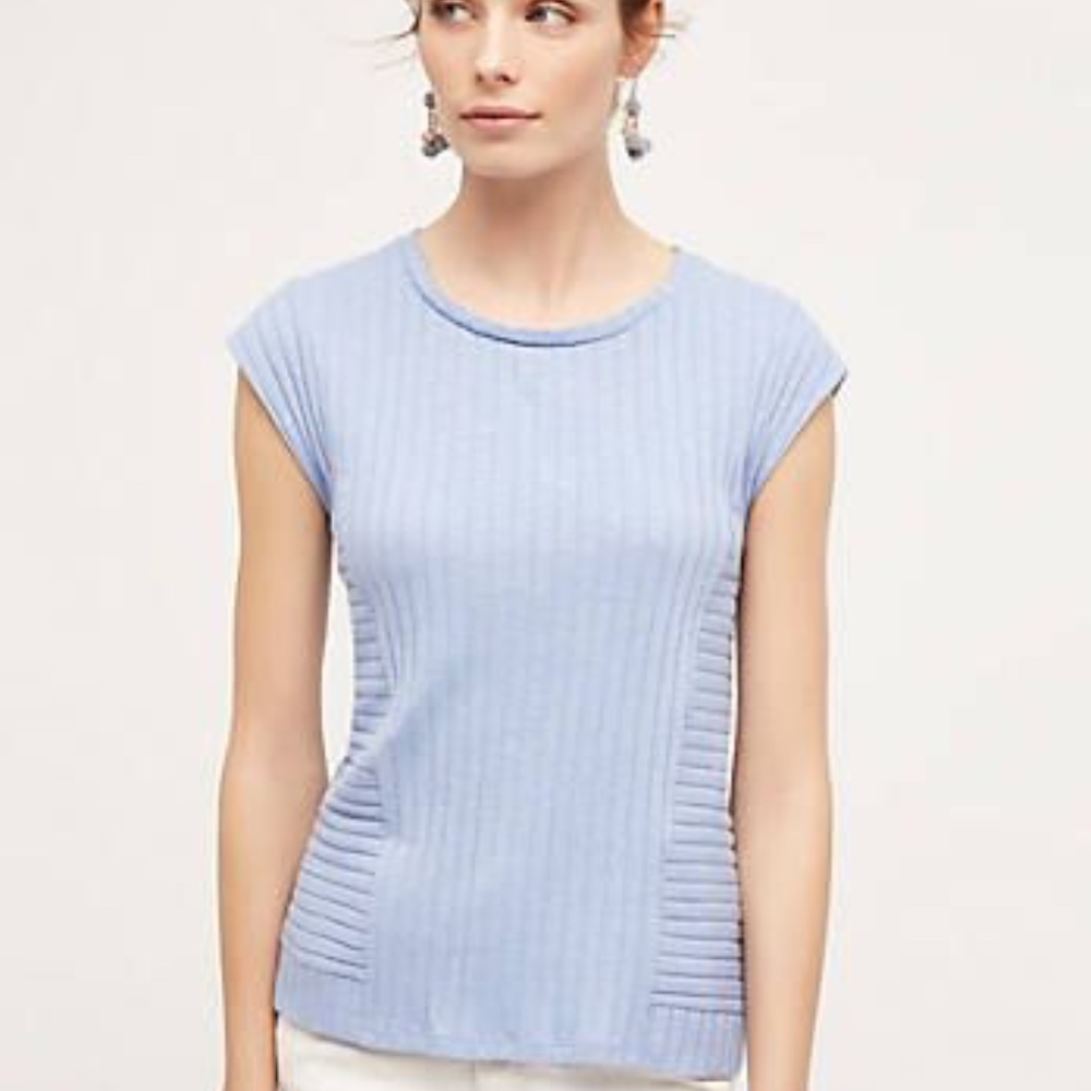 Anthropologie Ribbed Zipper Top - Picture 1 of 8