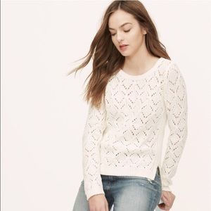 Loft white diamond pointelle sweater