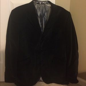Men's velour black button up coat