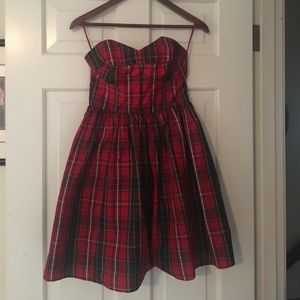 Plaid strapless dress