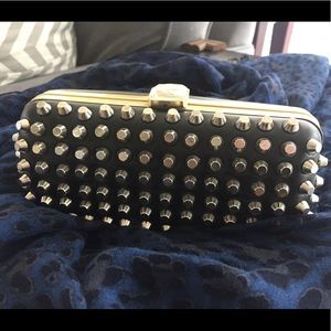 Studded Black Hand Clutch Purse