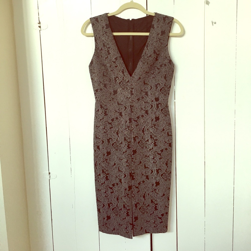 Alice & Olivia Gray Black Embroidered Dress