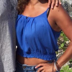 2for $20 Blue silk crop top