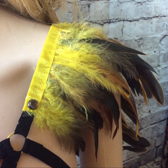 🎀 3PC: FEATHER BRA NECKLACE & CLIP BOHO CHIC BOHEMIAN HARNESS COVER FESTIVAL - Picture 6 of 7