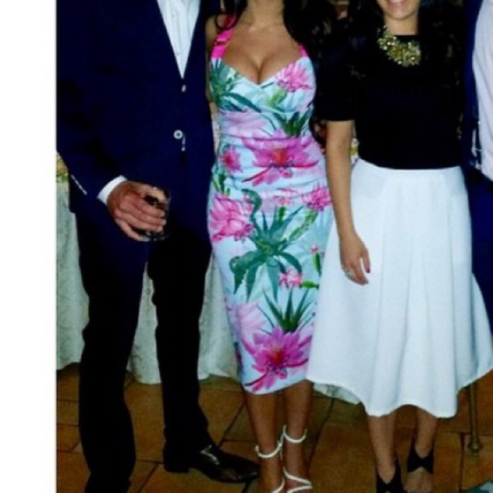 Ted baker floral fitted midi