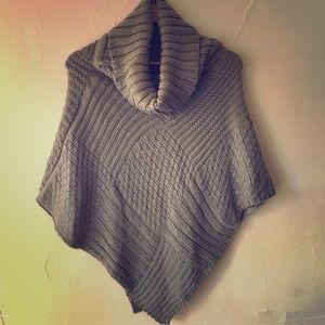 Chunky knit turtleneck poncho