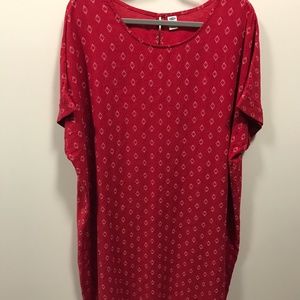 Old Navy Red and White Linen Dress XXL