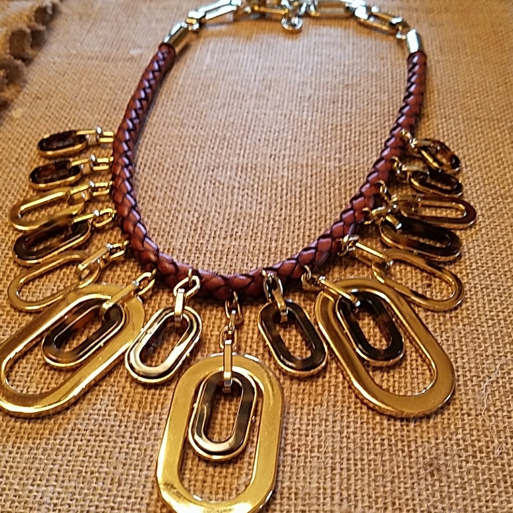 Michael Kors Goldtone  Tortoise Link Necklace EUC