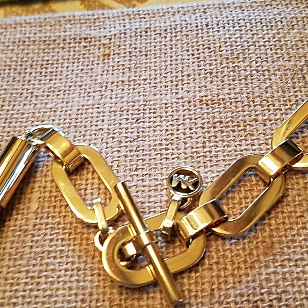 Michael Kors Goldtone  Tortoise Link Necklace EUC - Picture 3 of 8