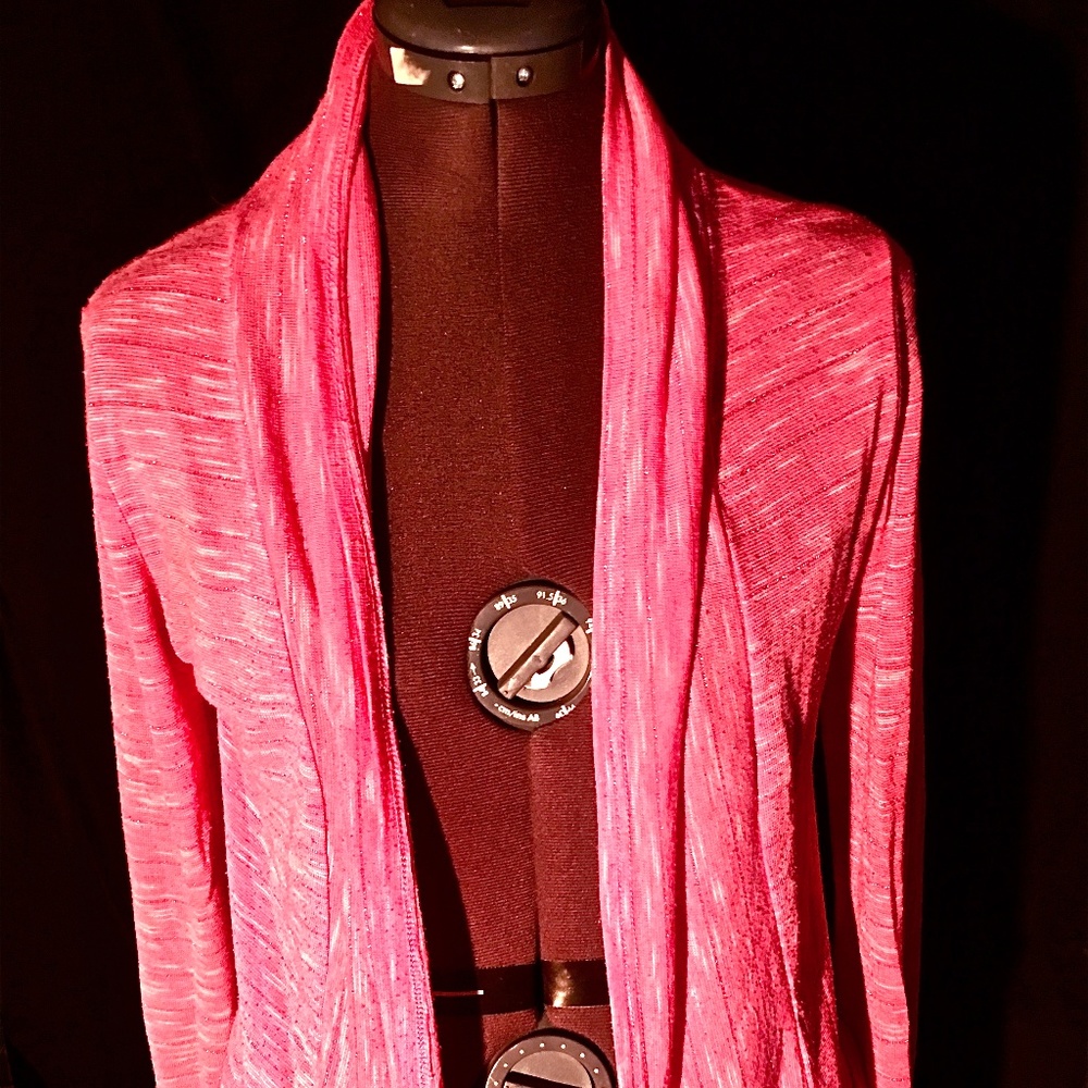 PINK & SILVER SPARKLE open long tunic w/ pockets!
