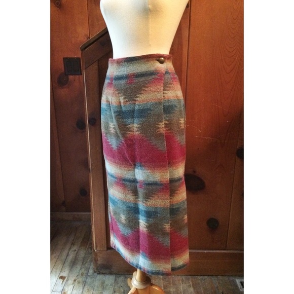 Express Dresses & Skirts - Vintage 90s Southwest Aztec Print Wool Maxi Skirt