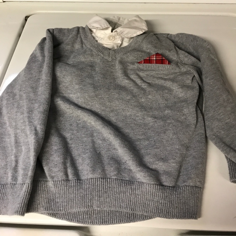 Sweater with collar and pocket handkerchief (fakes