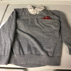 Sweater with collar and pocket handkerchief (fakes