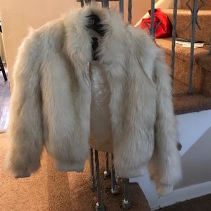 Super chic and fluffy faux fur cream jacket