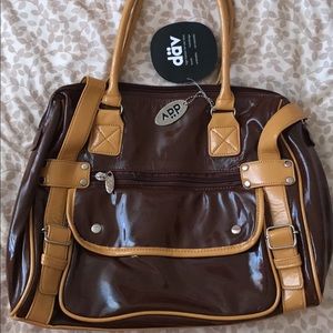 Waterproof Medium Vinyl Purse Dark Brown/Carmel