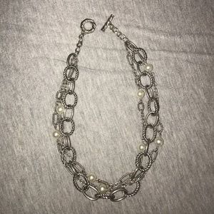 Pearl and chain necklace with matching bracelet