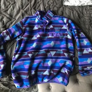 Purple Patagonia Aztec synchilla pullover