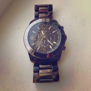 Tortoise and brown metallic Michael Kors watch