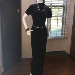 EUC Vintage Shimmering Black Velvet Jumpsuit -