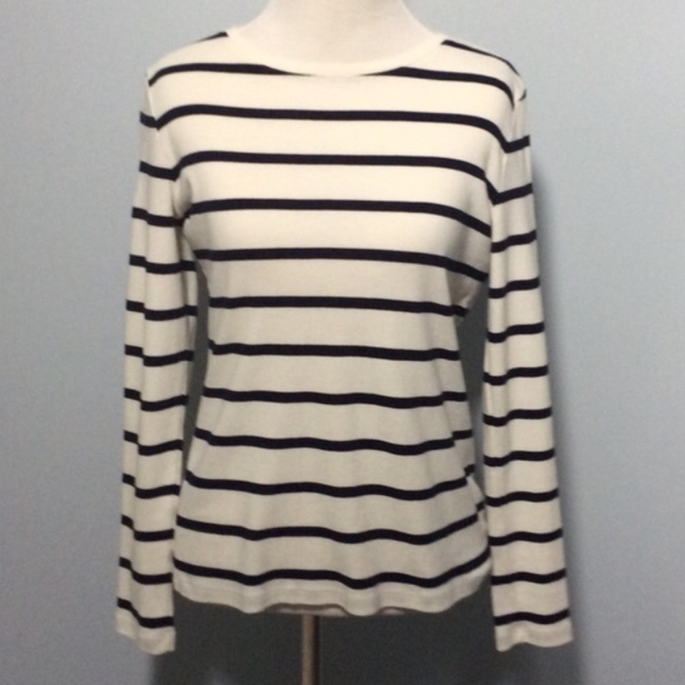 Talbots cream striped top shirt small petite - Picture 2 of 4