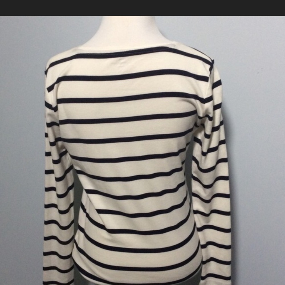 Talbots cream striped top shirt small petite - Picture 3 of 4