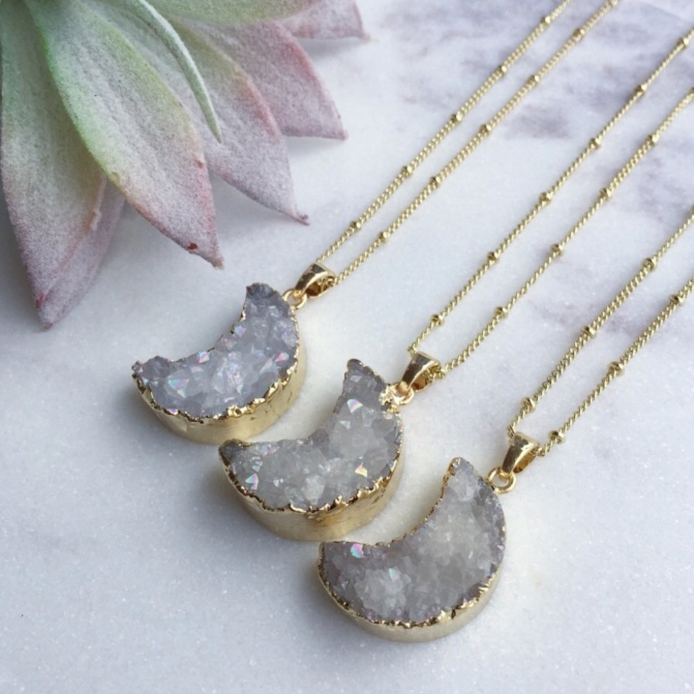 Druzy Crescent Necklace - Picture 2 of 5
