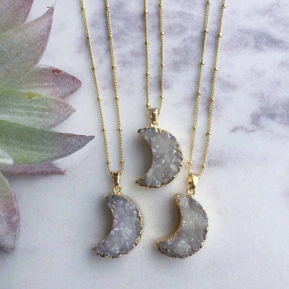 Druzy Crescent Necklace - Picture 3 of 5