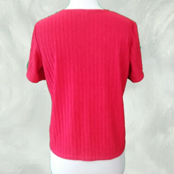 VTG Red Textured Stripe Top With Attached Blazer - Picture 6 of 8