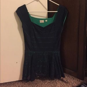 Navy blue lace overlay shirt