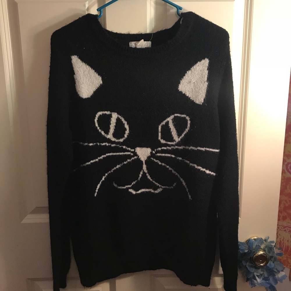 forever 21 black cat sweater