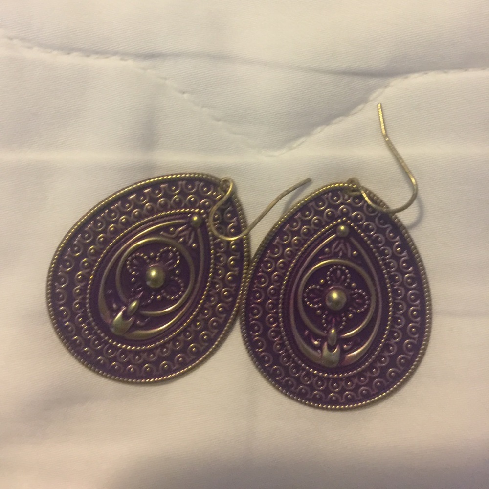 Never worn purple patterned earrings