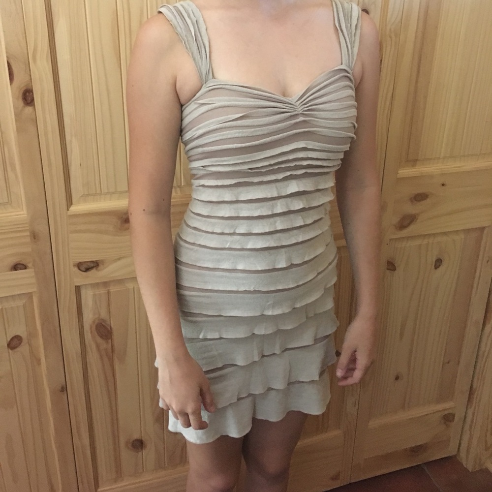 Max Studio Cream Tiered Dress