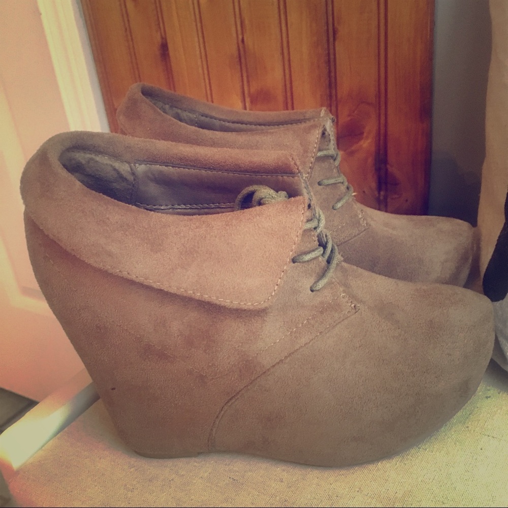 Adorable Suede Wedge Booties