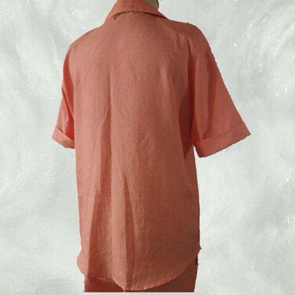 VINTAGE Pretty Peach Two Piece Pant Suit - Picture 6 of 7