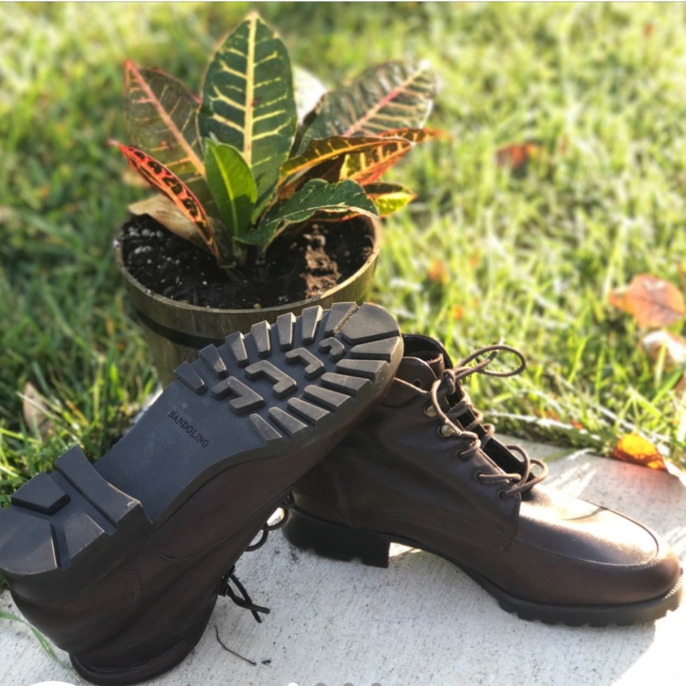 Dark Brown Leather Lace Up Ankle Boots