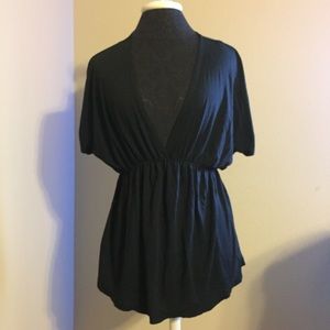 bobi Tops - Black V Neck Blouse bobi Tops - Black V Neck Blouse