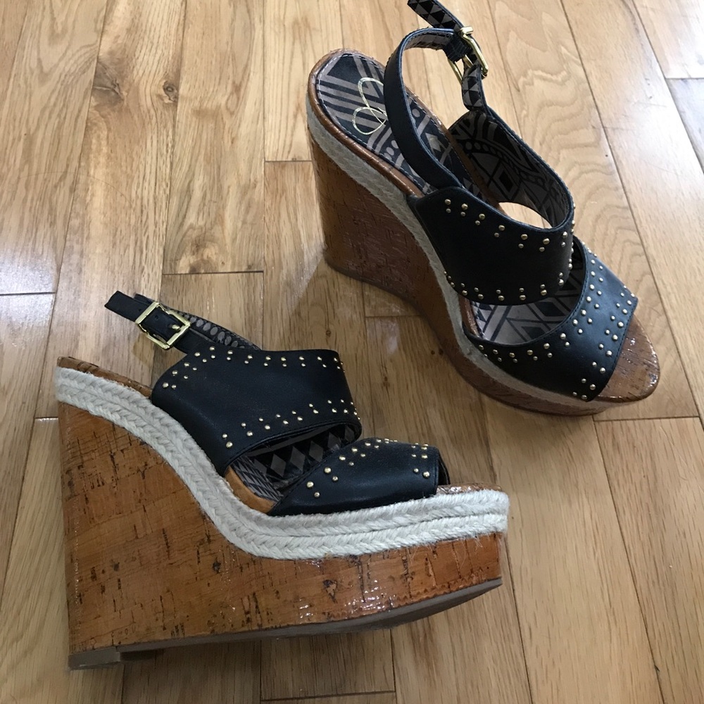 Black studded wedges