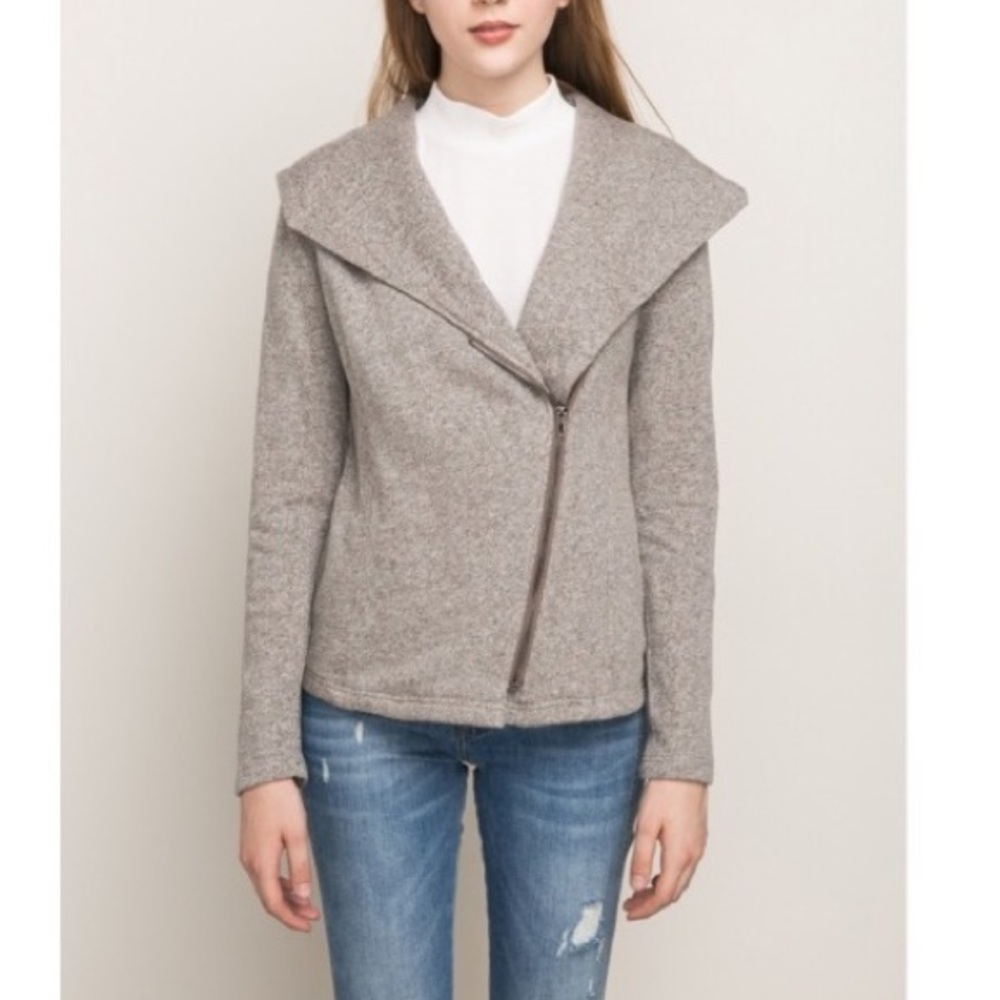Unbalanced Collar Terry Jacket - Picture 4 of 7
