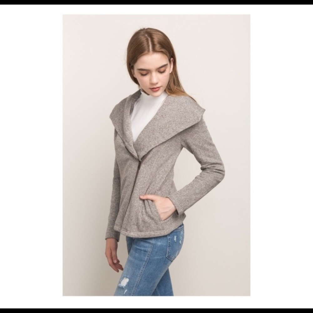 Unbalanced Collar Terry Jacket - Picture 5 of 7