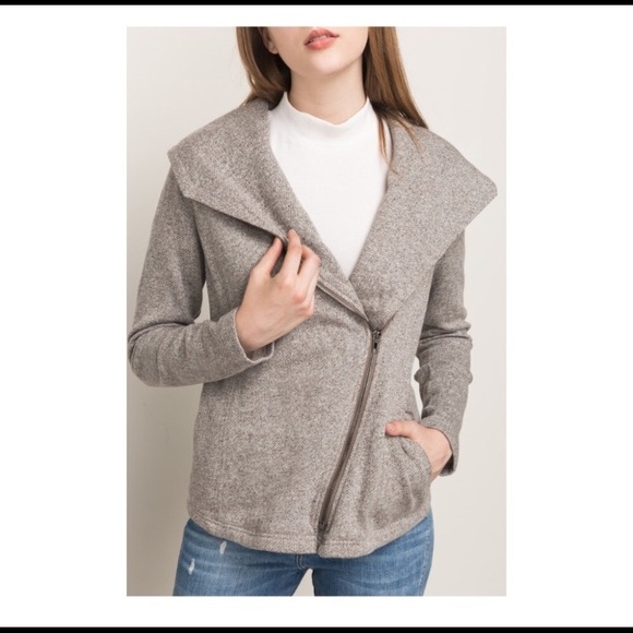 Unbalanced Collar Terry Jacket - Picture 7 of 7