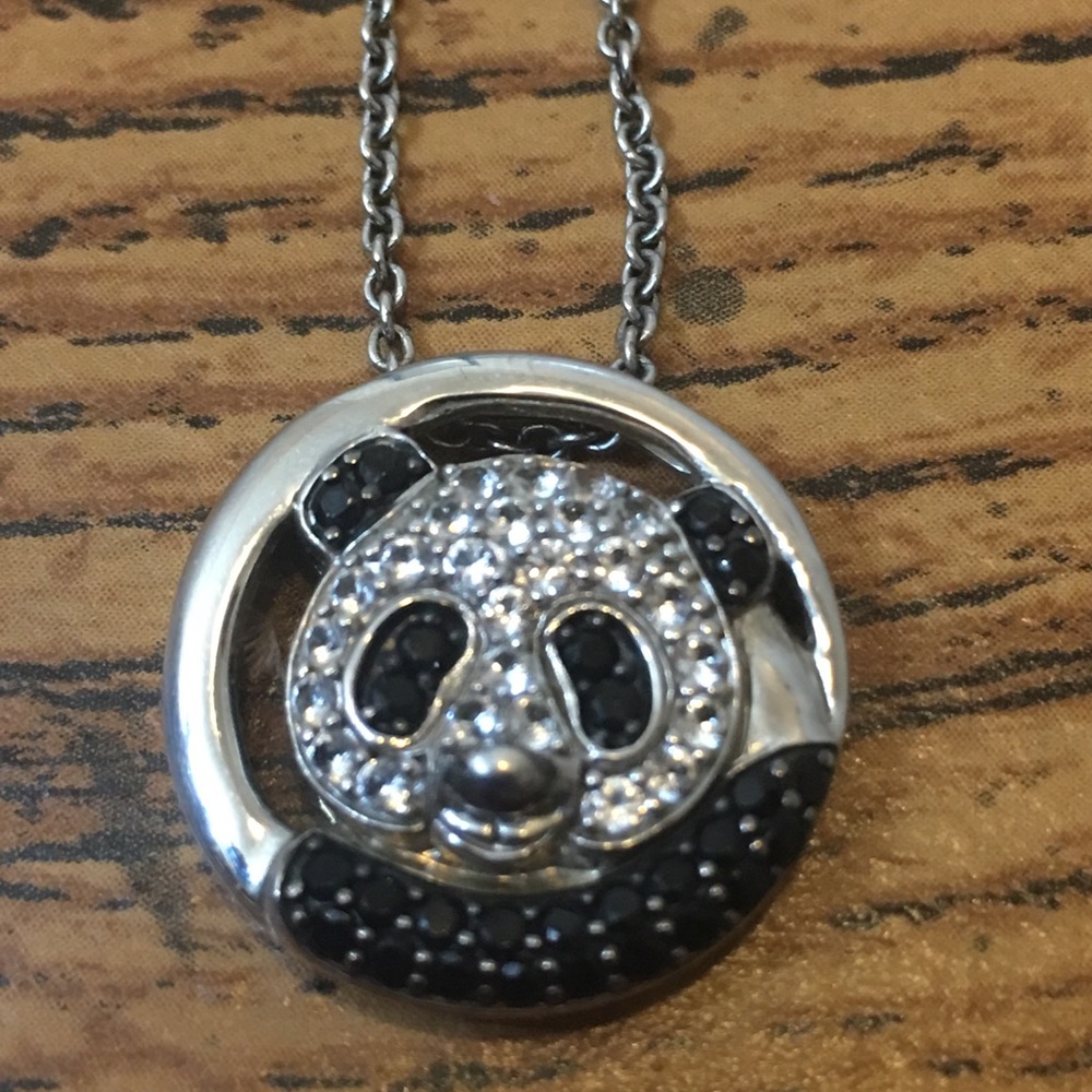 AnimalPlanet Crystal SterlingSilver Panda Necklace