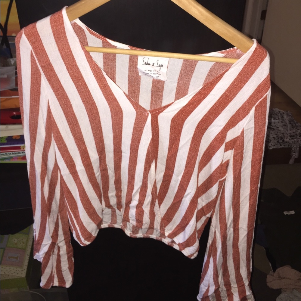 Sadie & Sage striped bell sleeve Blouse