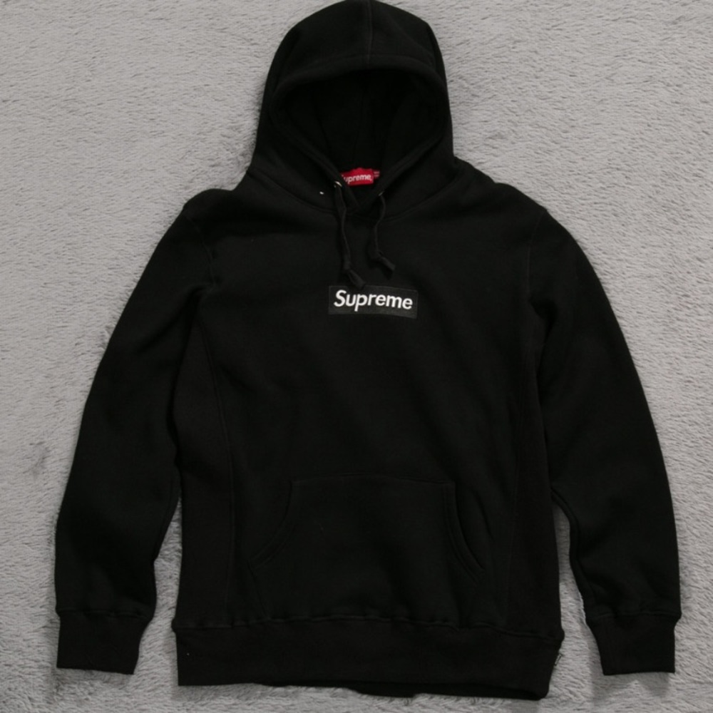 Black supreme box logo sweatshirt.
