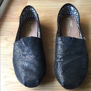 Sparkly Black Toms