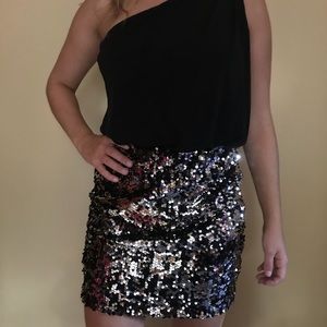 City Triangles black sequin dress
