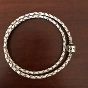 Authentic braided leather Pandora bracelet